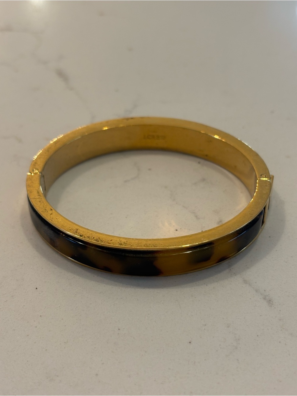J. Crew Gold-Tone Bangle with Tortoiseshell Inlay